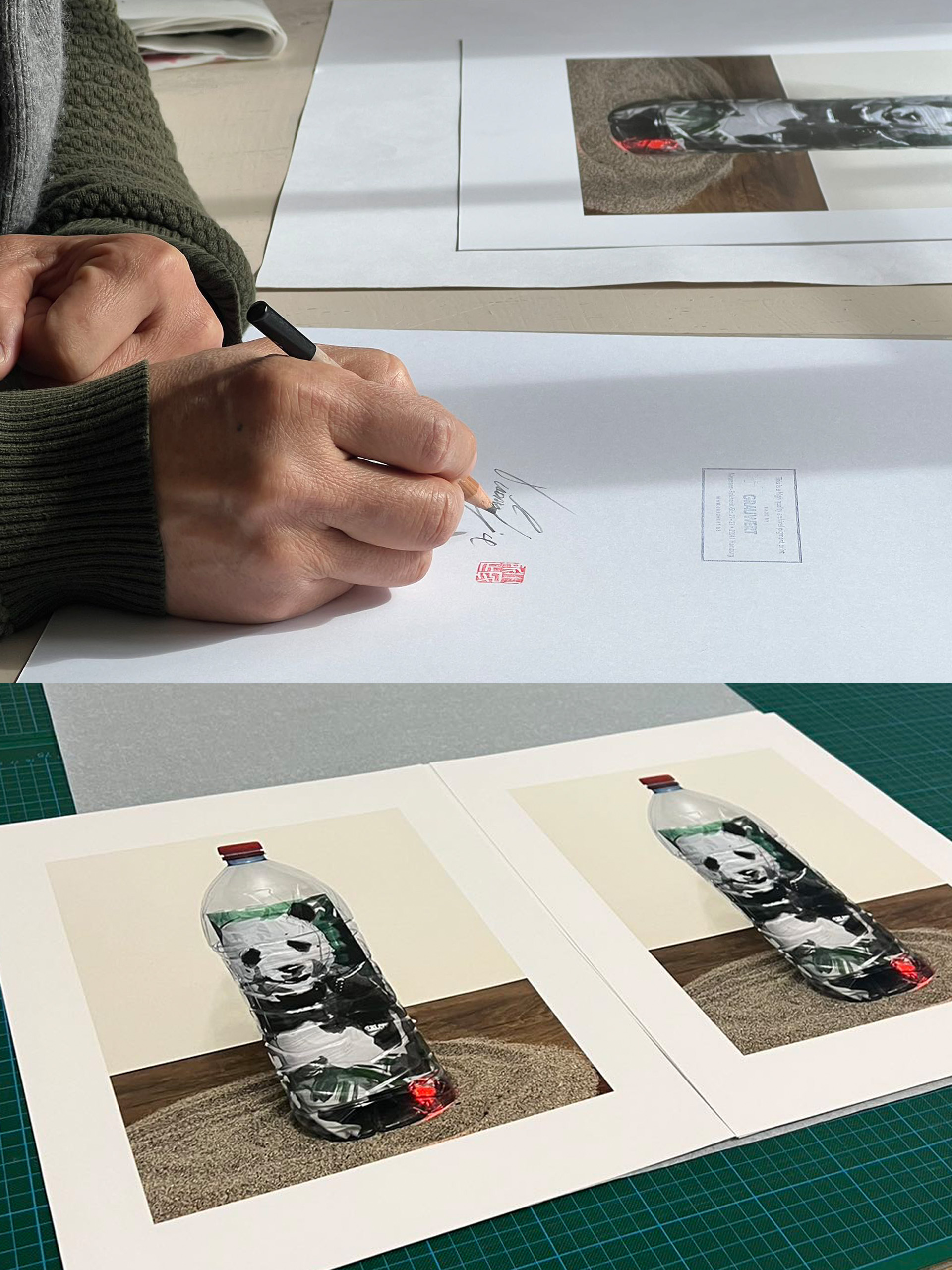 Künstler Signatur-auf-Grauwert-Fotoprints-Panda_Xiaomin-Liu